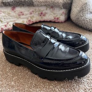 Franco Sarto blue patent loafers, size 8, great condition